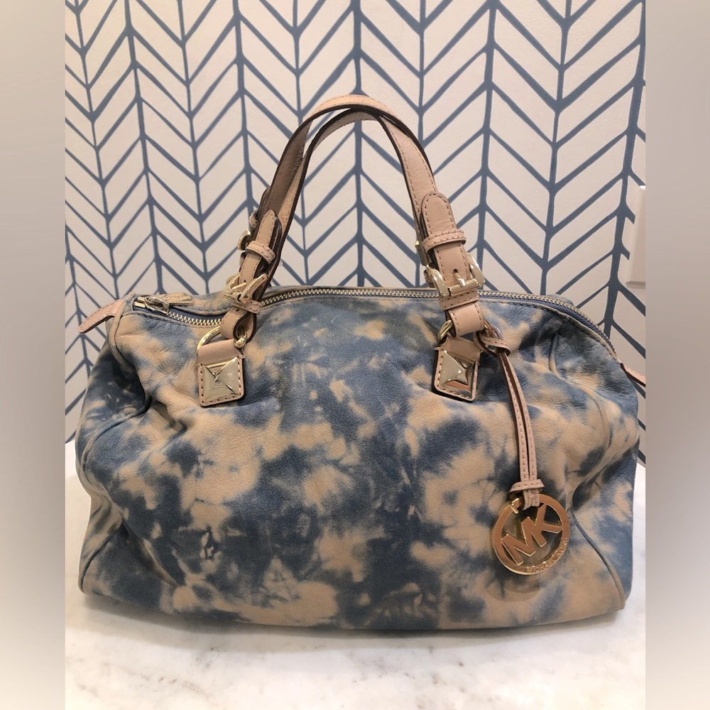 Michael Kors RARE Tie Dye Soft Supple Leather Top Handle Zipper Close Satchel